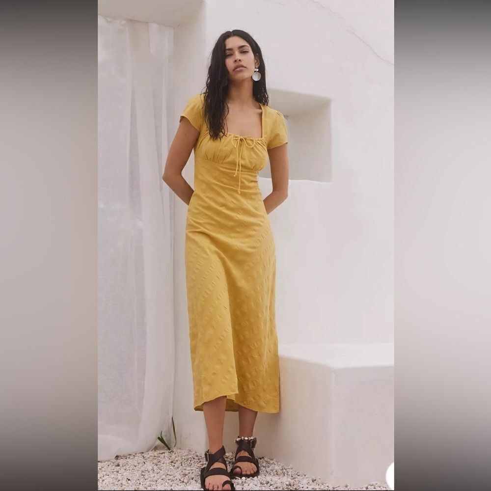 NEW FREE PEOPLE Sz L NATALYA SOLID MIDI DRESS